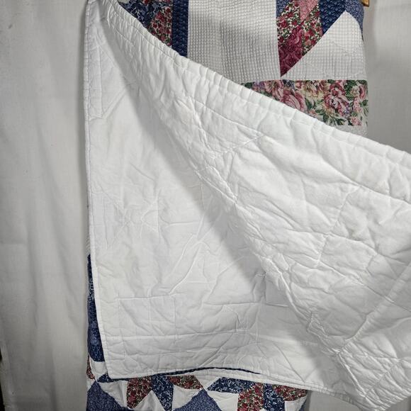 Vtg Quilt Twin Full 68x82 Stars Patriotic Americana Handmade Multicolor Country - Picture 4 of 6